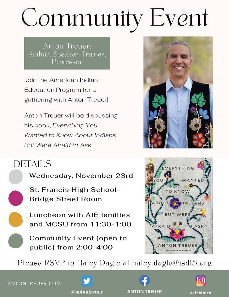 Anton Treuer Community Event Poster