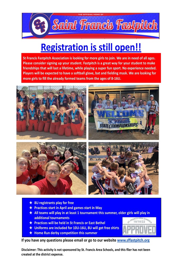 Image: Flyer for St. Francis Fastpitch