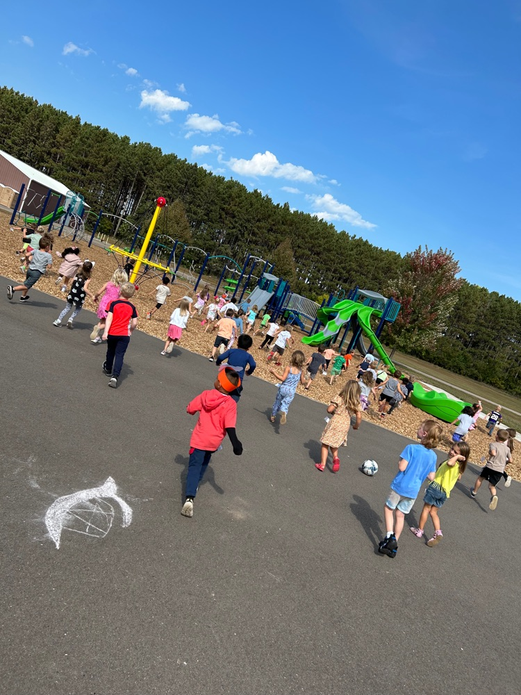 kindergarten students running to play!